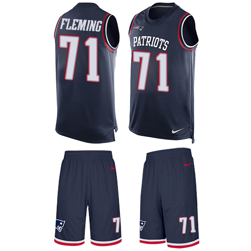 Men's Limited Cameron Fleming Nike Jersey Navy Blue - #71 Tank Top Suit NFL New England Patriots